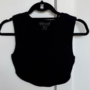 House of Harlow 1960 Black Cropped Asymmetric Tank